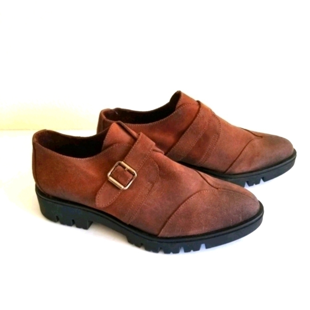 Women's Brown Handmade Leather  Nubuck Shoes Sz 8 - Picture 2 of 6